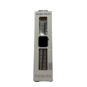 Posh Tech Stainless Steel Apple Watch Band 42 44 45 49mm Silver Adjustable Strap